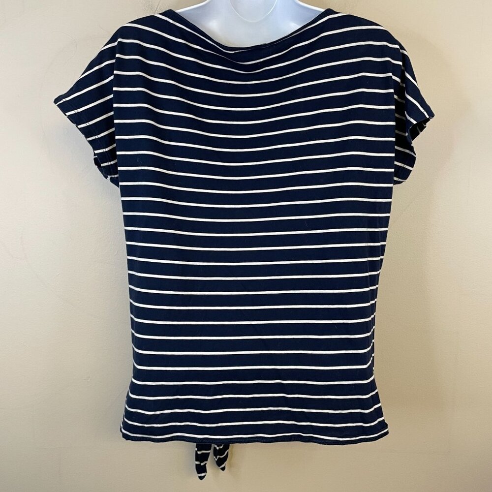 Lauren Ralph Lauren Top Womens Medium Coastal Stripe Tie Front Nautical Capsule - Picture 6 of 10